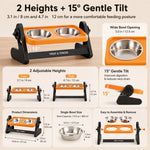 Dotisk Adjustable Elevated Stainless Steel Pet Bowls for Cats & Small Dogs - Tilted Feeding Station for Easier Mealtime & Less Floor Mess