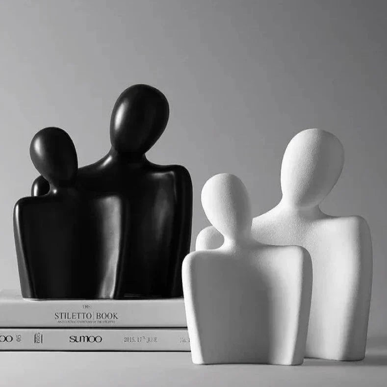 Abstract Couple Sculpture Modern Ceramic Figurine Home Decor