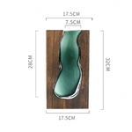 Nordic Live Edge Glass Vase with Natural Wood Base