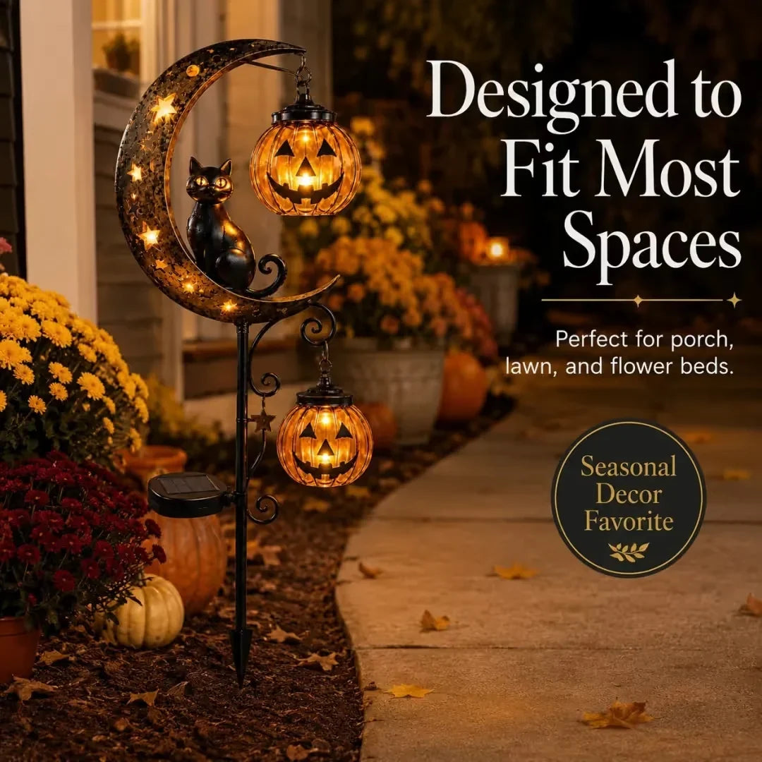 Pumpkin Moon Solar Garden Stake Light