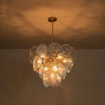 Layered Round Ceiling Fixture with Hand-Blown Sapphire Swirl Glass Discs for Dining Room & Entryway