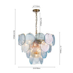 Layered Round Ceiling Fixture with Hand-Blown Sapphire Swirl Glass Discs for Dining Room & Entryway