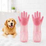 Dotisk Long-Sleeve Pet Bath & Grooming Gloves for Cats & Dogs - Cleaner Baths, Gentle Deshedding & Massage