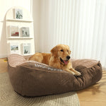 Orthopedic Dog Bed with Raised Bolster Pillow – Plush Crystal Velvet Pet Cushion for Joint Support, Machine Washable Cover for Small