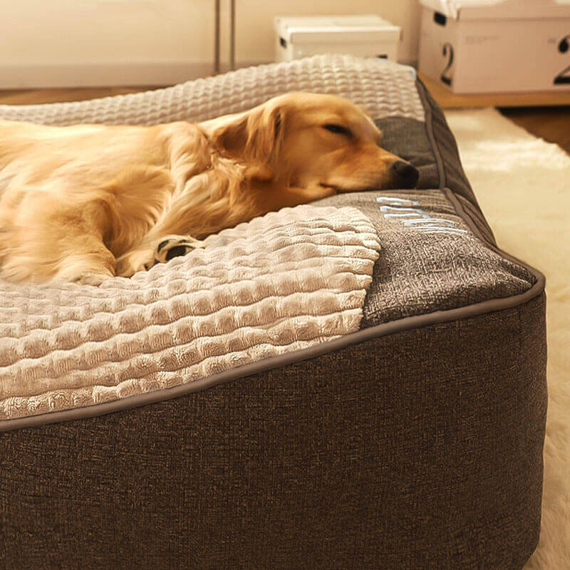 Orthopedic Dog Bed with Raised Bolster Pillow – Plush Crystal Velvet Pet Cushion for Joint Support, Machine Washable Cover for Small