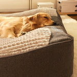 Orthopedic Dog Bed with Raised Bolster Pillow – Plush Crystal Velvet Pet Cushion for Joint Support, Machine Washable Cover for Small