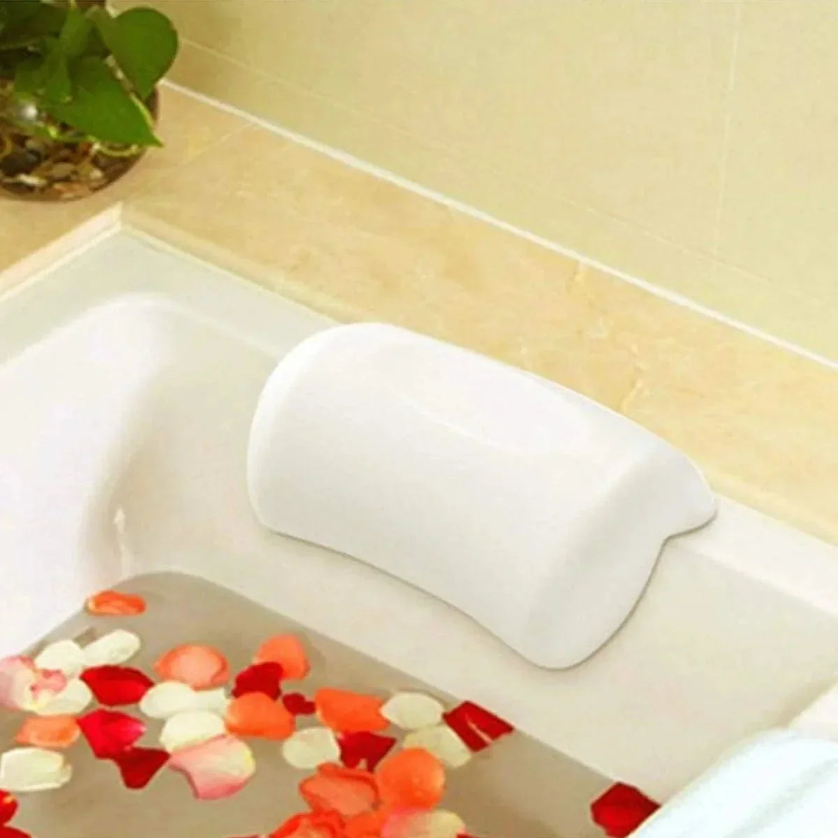 Bath Pillow with Suction Cups – Cushioned Neck Support for Tub & Spa Relaxation, Water-Resistant & Non-Slip for Home Bathing