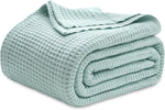 Pure Cotton Thermal Blanket – Queen 90×90 in – Textured Weave Layer for All Seasons – Lightweight & Breathable Throw for Bed or Sofa