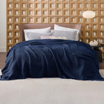 Pure Cotton Thermal Blanket – Queen 90×90 in – Textured Weave Layer for All Seasons – Lightweight & Breathable Throw for Bed or Sofa