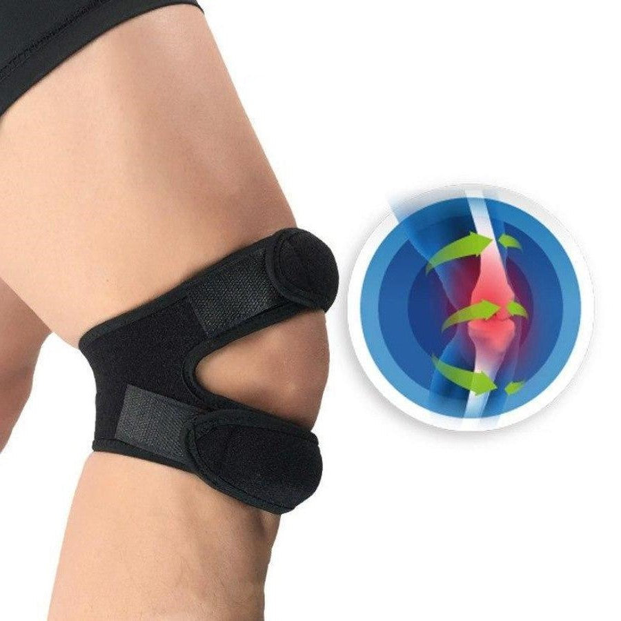 Dual-Strap Knee Support Brace with Silicone Pad for Stability | Adjustable Compression Wrap for Running, Jumper's Knee