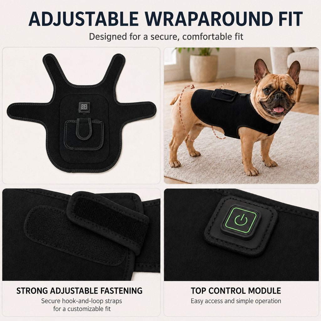 Dotisk Pet Red Light Therapy Vest for Dogs & Cats – 660nm + 850nm Near-Infrared for Back, Hip, Joint & Muscle Comfort – USB or Rechargeable