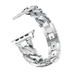 Stainless Steel Link Watch Strap with Crystal Accent Design – Adjustable Metal Bracelet for 38mm to 49mm Smart Watches