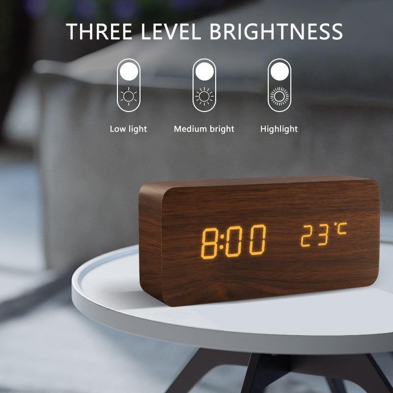 Eco Friendly LED Wood Alarm Clock