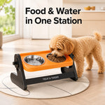 Dotisk Adjustable Elevated Stainless Steel Pet Bowls for Cats & Small Dogs - Tilted Feeding Station for Easier Mealtime & Less Floor Mess