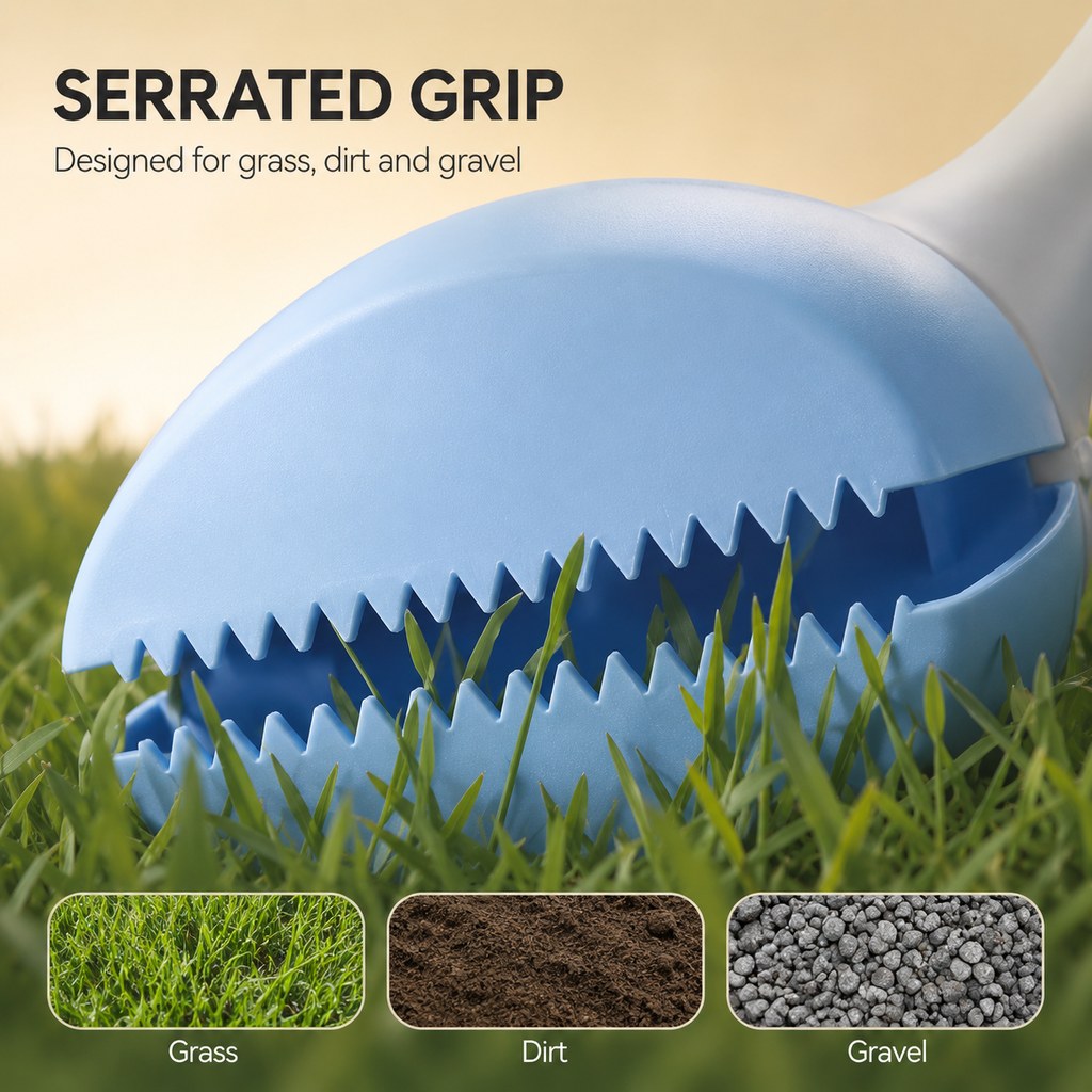 Dotisk Dog Pooper Scooper for Walks & Yard Cleanup - Bag-Lined Claw with 3 Handle Lengths for Less-Contact Pickup