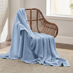 Pure Cotton Thermal Blanket – Queen 90×90 in – Textured Weave Layer for All Seasons – Lightweight & Breathable Throw for Bed or Sofa