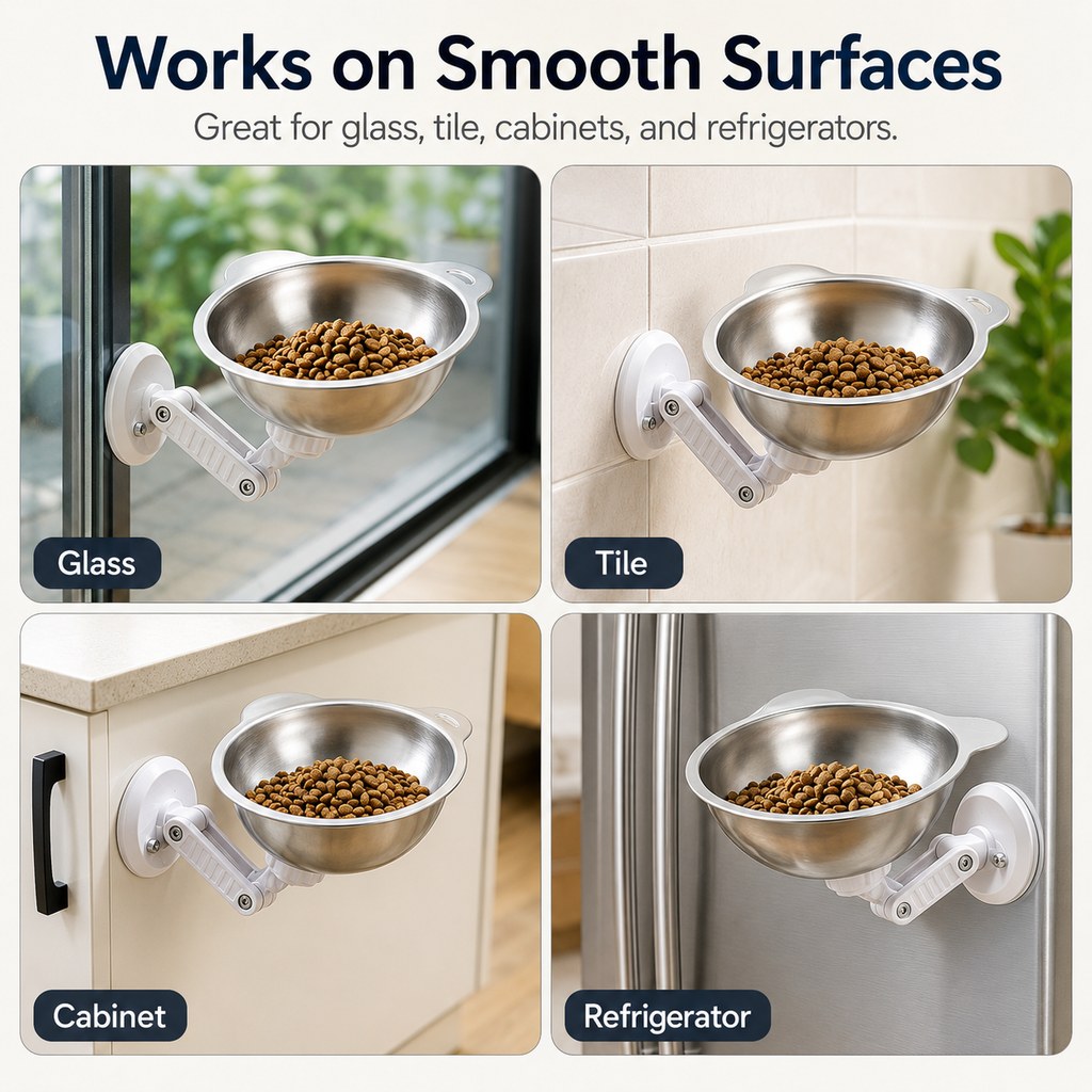 Dotisk No-Drill Wall-Mounted Pet Bowl for Small Dogs & Cats - Elevated Feeding for Cleaner Floors