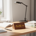 WoodSense | LED Wooden Clock with Voice Control & Adjustable Brightness | Elegant Time Display for Any Room