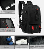 Travel Backpack Expandable 60L Padded Laptop & Built-In USB