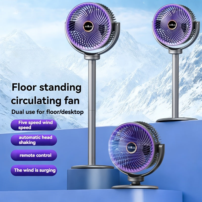 Dual-Head Adjustable Height Floor Fan (USB-C Rechargeable)
