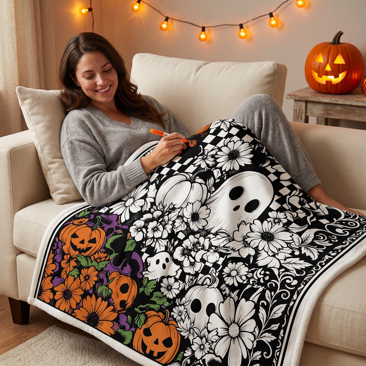 Halloween Coloring Blanket