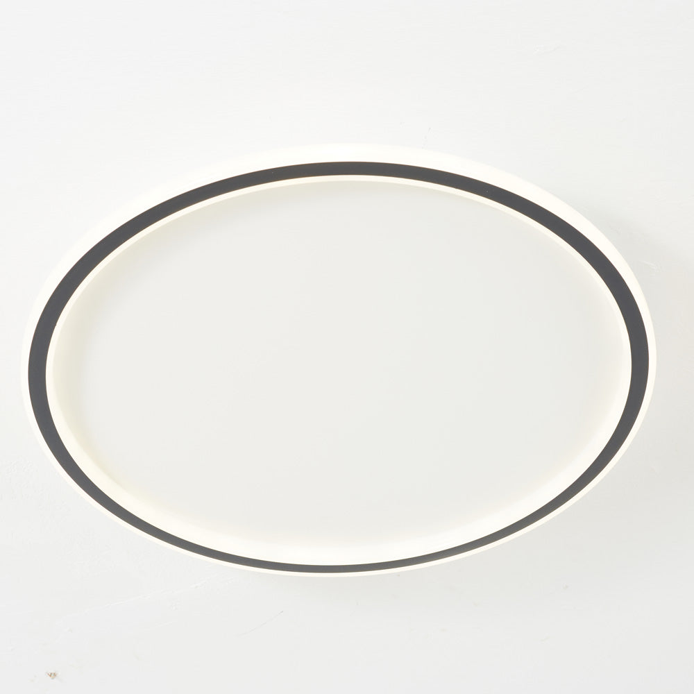 Dimmable Round LED Flush Mount Ceiling Light for Bedroom Living Room | Black White Metal Acrylic | Indoor Hardwired 12-20 Inch Fixture