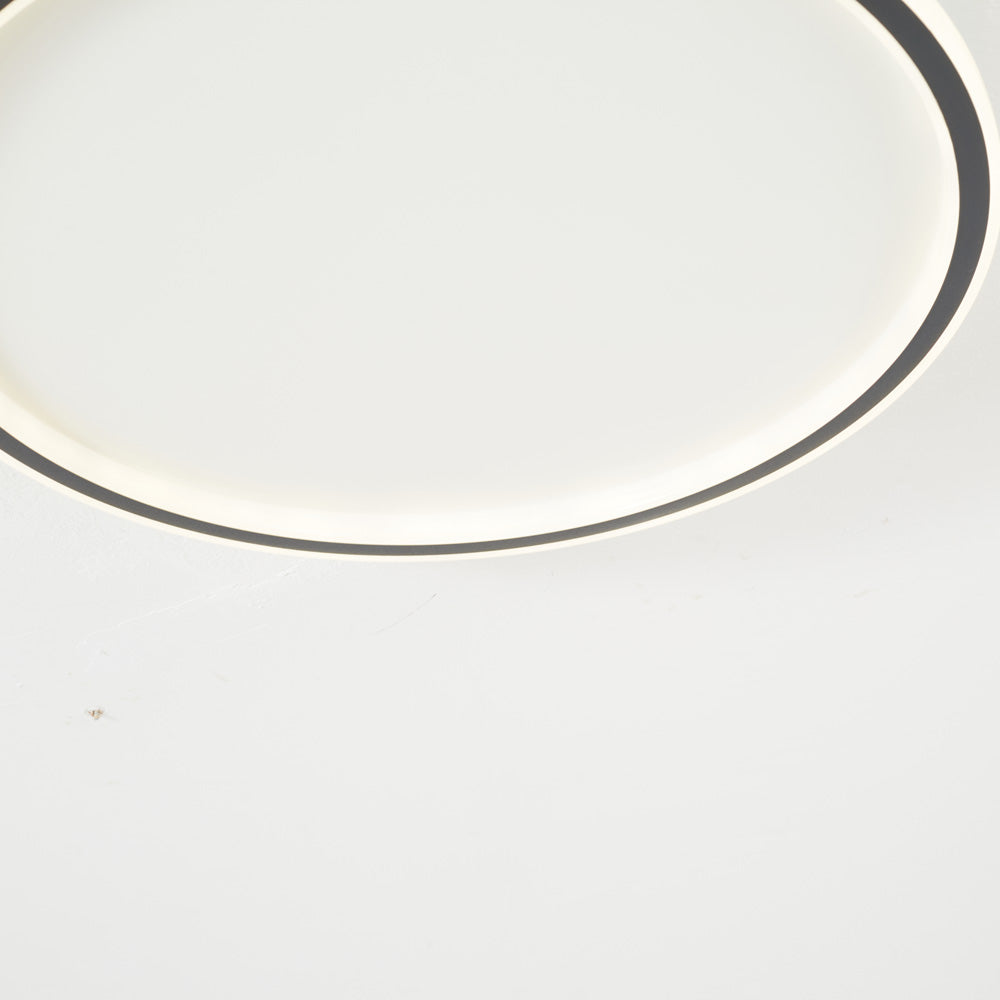 Dimmable Round LED Flush Mount Ceiling Light for Bedroom Living Room | Black White Metal Acrylic | Indoor Hardwired 12-20 Inch Fixture