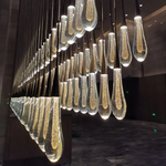 Cascading Raindrop Linear LED Chandelier – Textured Glass Orbs, Adjustable Height, Vaulted Ceiling Ready – 37 to 120 Inch Options