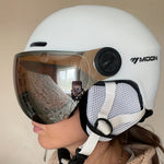 Winter Snow Helmet with Removable Visor for Skiing Snowboarding Mountain Sports Adjustable Head Protection Breathable Padded Lightweight Out