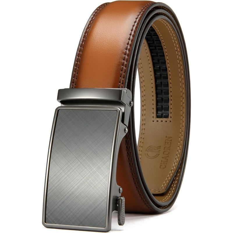 Adjustable Genuine Leather Ratchet Belt