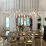 Cascading Raindrop Linear LED Chandelier – Textured Glass Orbs, Adjustable Height, Vaulted Ceiling Ready – 37 to 120 Inch Options