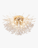 Flush Mount Ceiling Light with Crystal Dandelion Design – 16 in Gold & Silver Fixture for Bedroom, Hallway, Bathroom