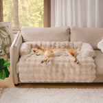 Ultra-Plush Pet Couch Cover & Cushion Mat for Dogs and Cats - Washable Non-Slip Furniture Protector Throw Blanket with Deep Pile Faux Fur