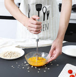 Rotary Hand Whisk for Eggs Cream Batter Kitchen Semi-Automatic Push Mixer for Baking Cooking Home Chef Tool
