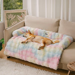 Ultra-Plush Pet Couch Cover & Cushion Mat for Dogs and Cats - Washable Non-Slip Furniture Protector Throw Blanket with Deep Pile Faux Fur