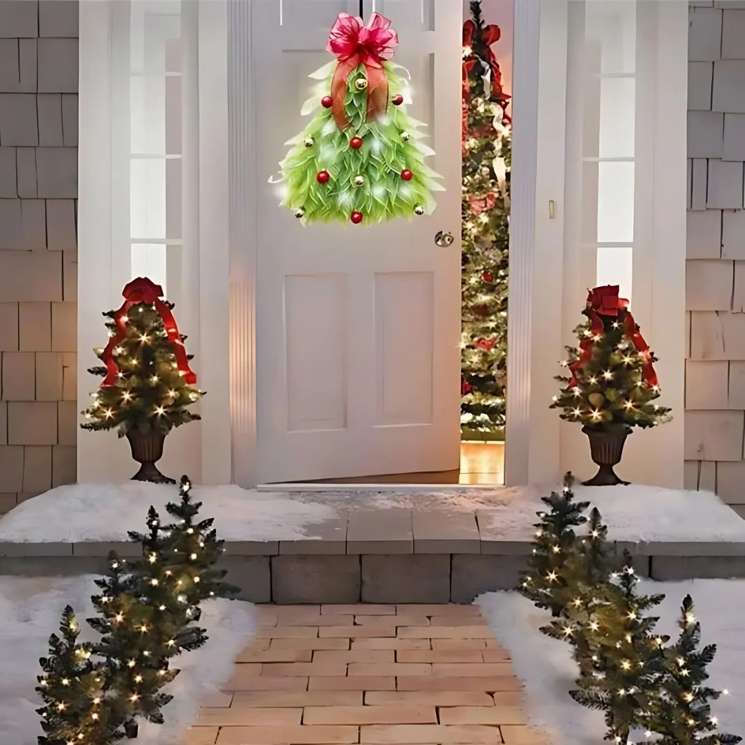 Handmade Christmas Tree Wreath for Front Door