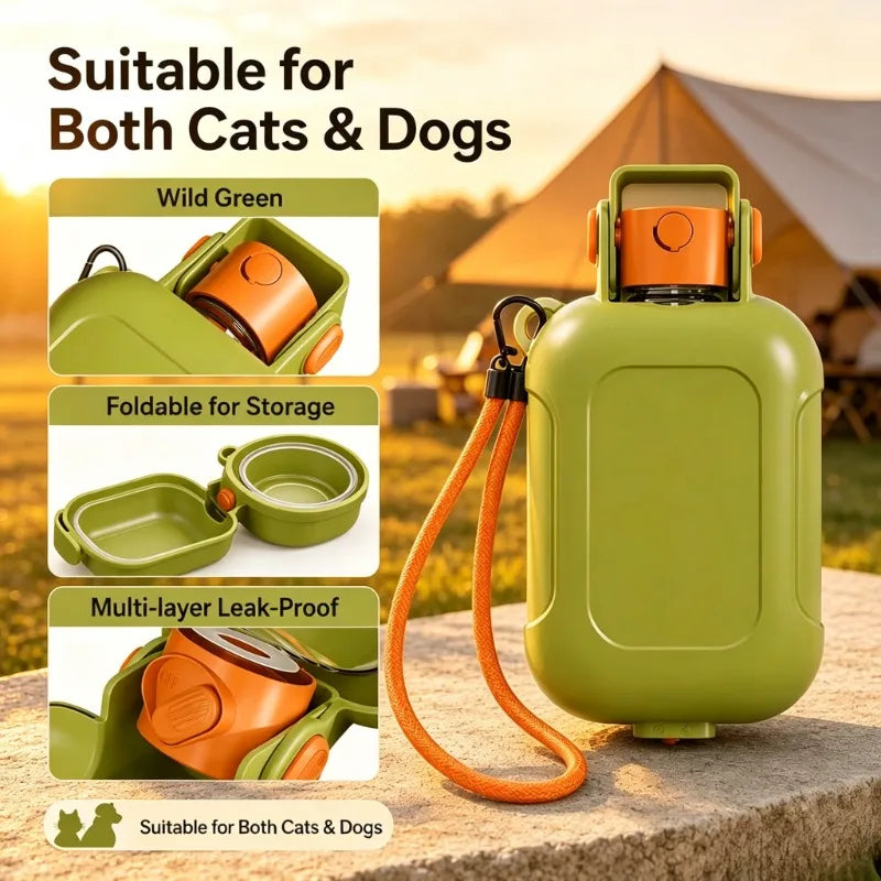 2-in-1 Leak-Resistant Folding Pet Travel Bottle & Bowl