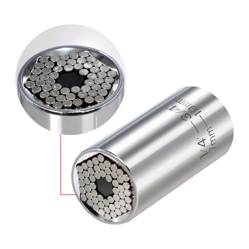 Self-Adjusting Multi-Grip Socket Tool for Bolts, Nuts & Fasteners in Metric & SAE Sizes | Fits 1/4 to 3/4 Inch Hardware