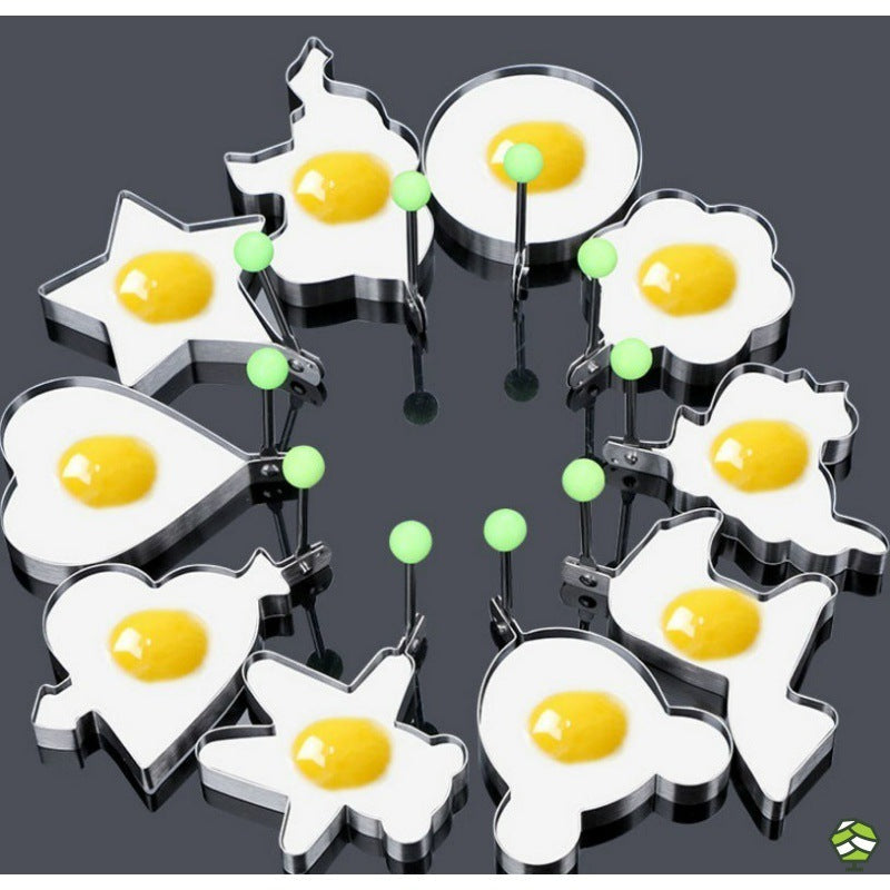 Silicone Breakfast Shaping Rings 10-Piece Set for Eggs Pancakes Omelets Kids Morning Meals Nonstick Easy-Release Kitchen Tools