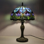 Stained Glass Table Lamp 18 Inch Height Multicolor Shade Bedside Reading Light E26 Socket Vintage Accent Lighting Decorative Bedroom Night L