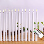 Battery-Powered Flameless Taper Candle with Remote Control & Timer 10.8 Inches White for Dining Room Chandeliers Wedding Centerpieces Mantel