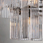 Oval Glass Panel Chandelier with Metal Frame 4-17 Lights Adjustable Height for Dining Room & Entryway