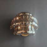 Textured Glass Wall Sconce Light Fixture with Curved Shade for Living Room Bedroom Dining Room | Hardwired 2-Bulb Accent Lighting