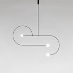 Sculptural Ceiling Light with Opaline Glass Diffusers Black & Brass Finish Multi-Arm Design for Dining Room Entryway Modern Overhead Fixture