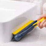 Rotating Head Bathroom Floor Scrubber with Squeegee for Tiles, Tubs & Grout – Long Handle Cleaning Tool for Corners & Tight Spaces