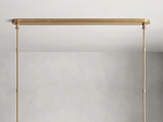 Linear Chandelier 6-10 Lights Antiqued Brass Leather Accent White Linen Shade Adjustable Height Dining Room Kitchen Island