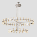 Two-Tier Crystal Chandelier 60 Inch Round Statement Lighting 108 Bulbs for Dining Room Living Room Bedroom Hotel Restaurant Grand Entryway
