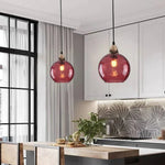 Textured Glass Globe Hanging Light 7.9 Inch Dining Room Island Fixture Adjustable Height Modern Sphere Pendant Minimalist Ceiling Lamp for K