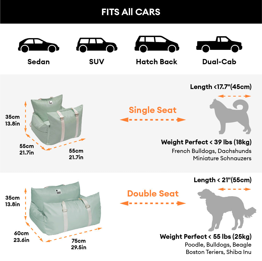 Padded Dog Car Seat Booster with Safety Harness & Side Bolsters – Water-Resistant Washable Pet Travel Carrier for Cars, SUVs & Travel