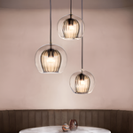 Spherical Glass Hanging Light with Adjustable Height for Kitchen Island, Dining Table, Bedroom | E27 Socket | Modern Orb Fixture for Home